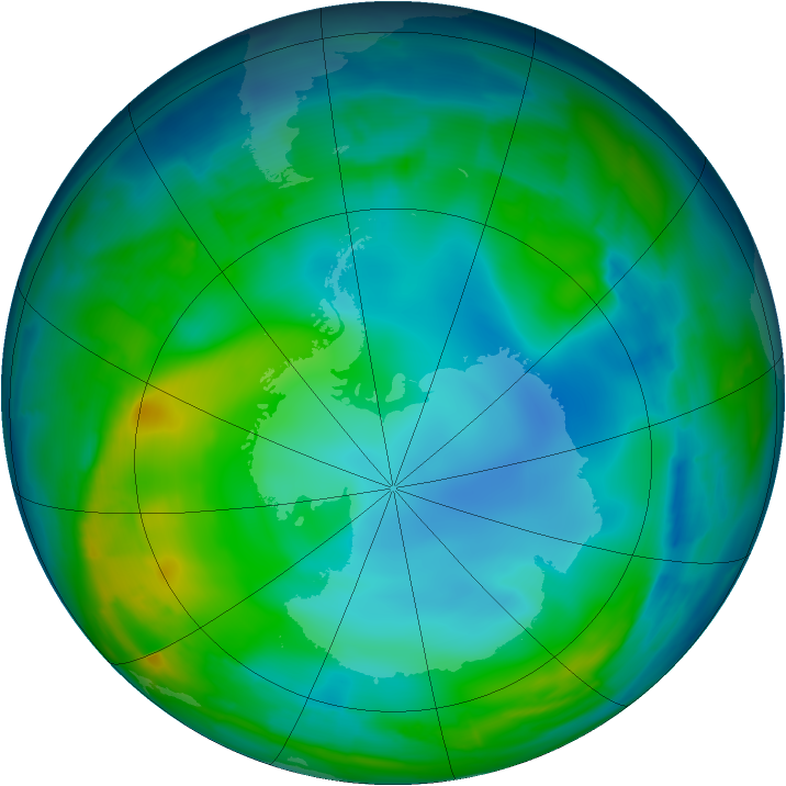 Antarctic ozone map for 31 May 2009